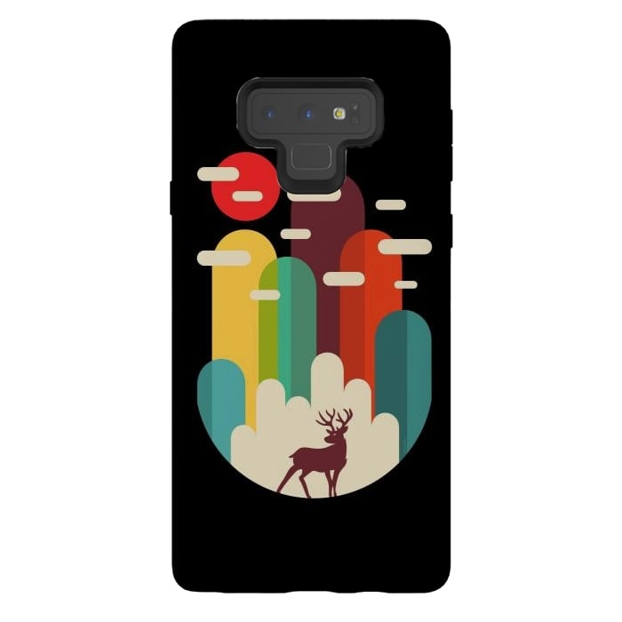 Galaxy Note 9 StrongFit Mountains Deer Minimalist by LM2Kone