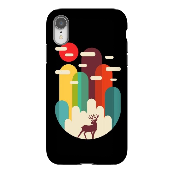 iPhone Xr StrongFit Mountains Deer Minimalist by LM2Kone