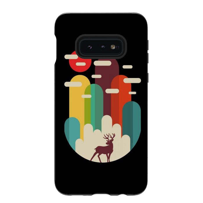 Galaxy S10e StrongFit Mountains Deer Minimalist by LM2Kone