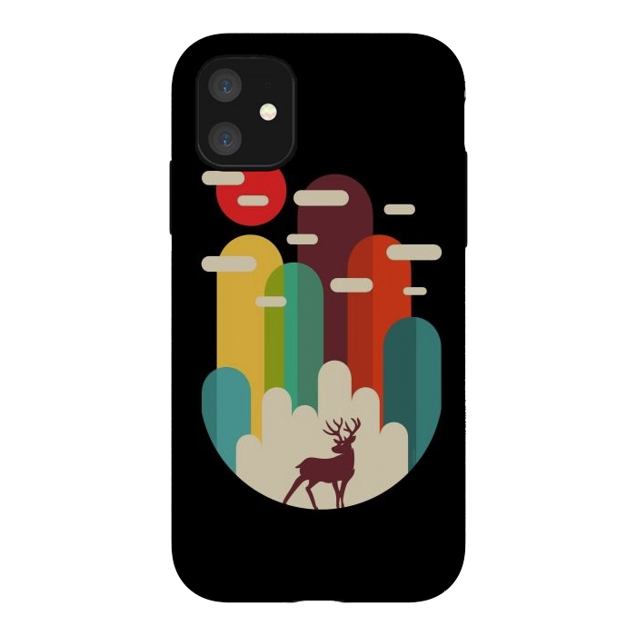 iPhone 11 StrongFit Mountains Deer Minimalist by LM2Kone