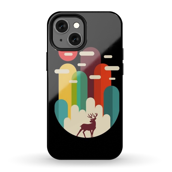 iPhone 12 mini StrongFit Mountains Deer Minimalist by LM2Kone