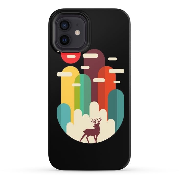 iPhone 12 StrongFit Mountains Deer Minimalist by LM2Kone