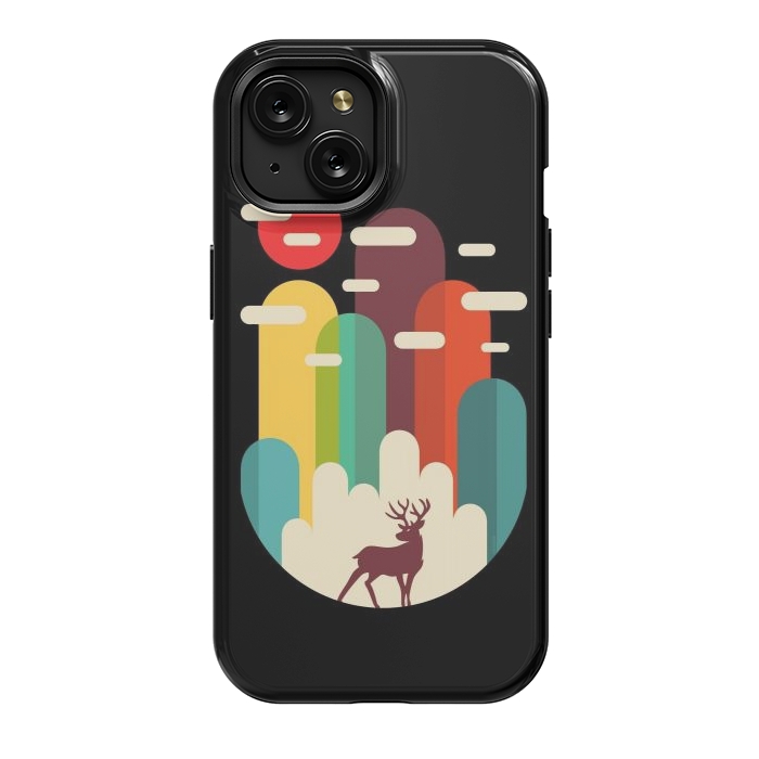 iPhone 15 StrongFit Mountains Deer Minimalist by LM2Kone