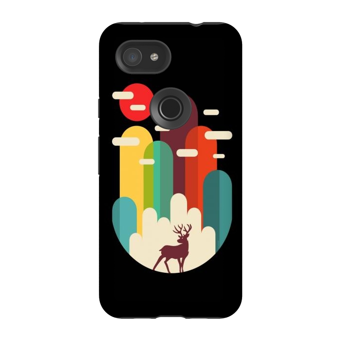 Pixel 3A StrongFit Mountains Deer Minimalist by LM2Kone