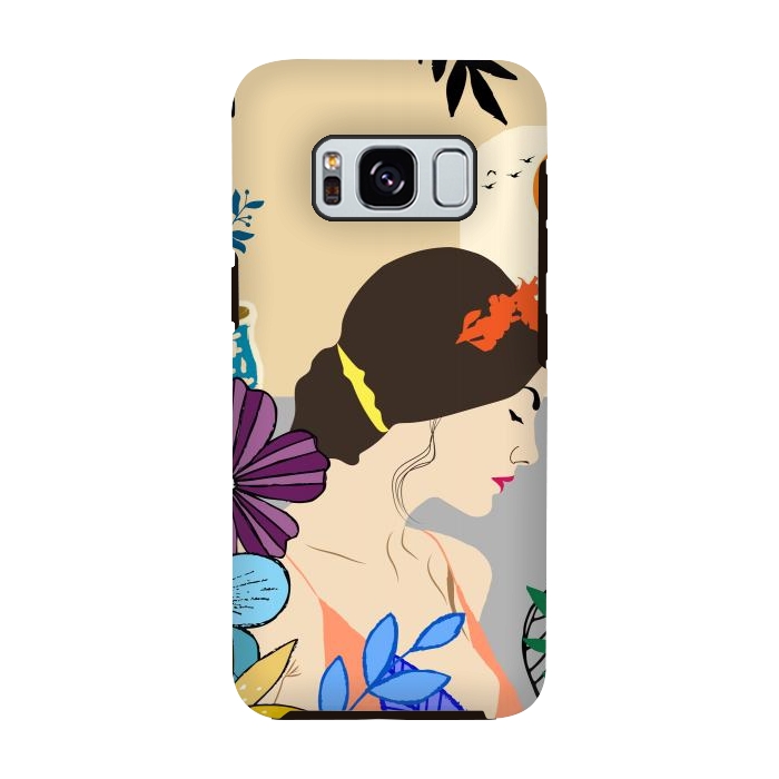 Galaxy S8 StrongFit Glorious Morning, Minimal Boho Illustration, Cute Woman Drawing by Creativeaxle