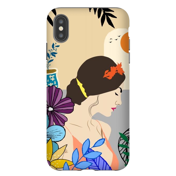 iPhone Xs Max StrongFit Glorious Morning, Minimal Boho Illustration, Cute Woman Drawing by Creativeaxle