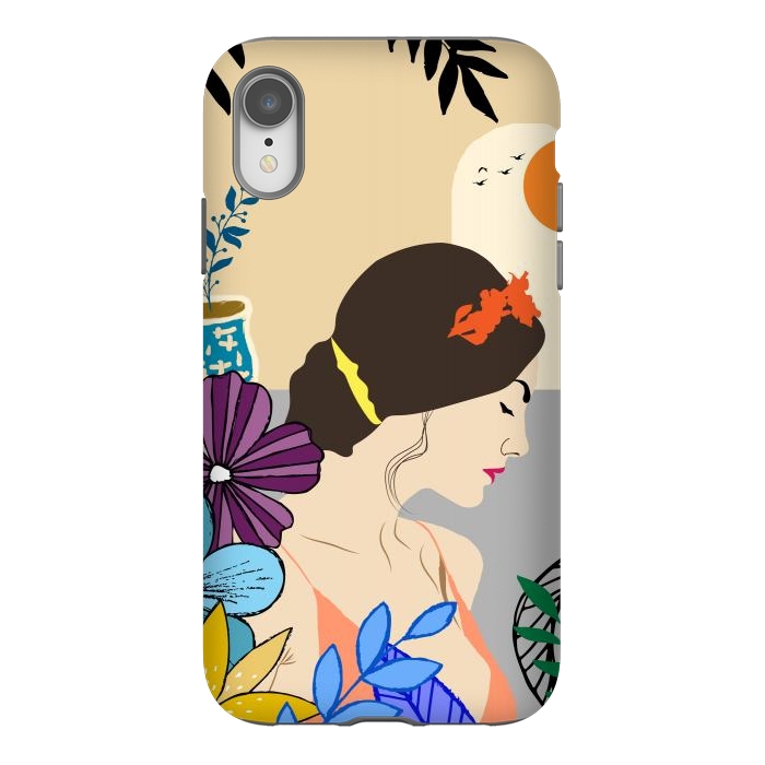 iPhone Xr StrongFit Glorious Morning, Minimal Boho Illustration, Cute Woman Drawing by Creativeaxle
