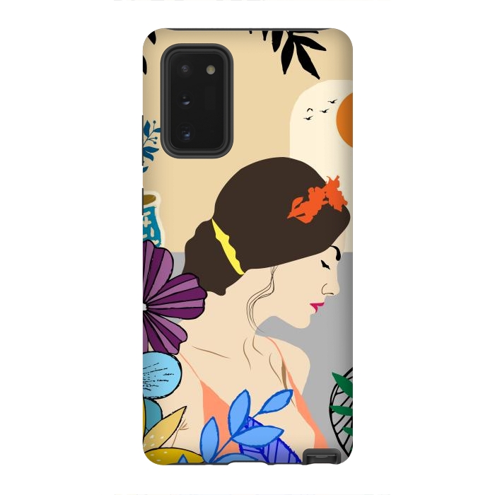 Galaxy Note 20 StrongFit Glorious Morning, Minimal Boho Illustration, Cute Woman Drawing by Creativeaxle