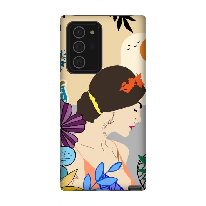 Galaxy Note 20 Ultra StrongFit Glorious Morning, Minimal Boho Illustration, Cute Woman Drawing by Creativeaxle