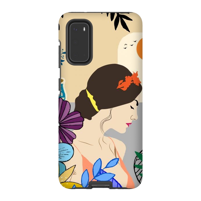 Galaxy S20 StrongFit Glorious Morning, Minimal Boho Illustration, Cute Woman Drawing by Creativeaxle