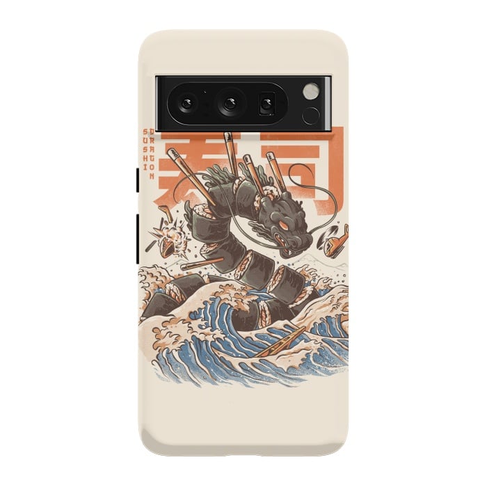 Pixel 8 Pro StrongFit Great Sushi Dragon  by Ilustrata