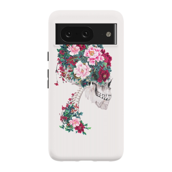 Pixel 8 StrongFit Skull with Peonies by Riza Peker