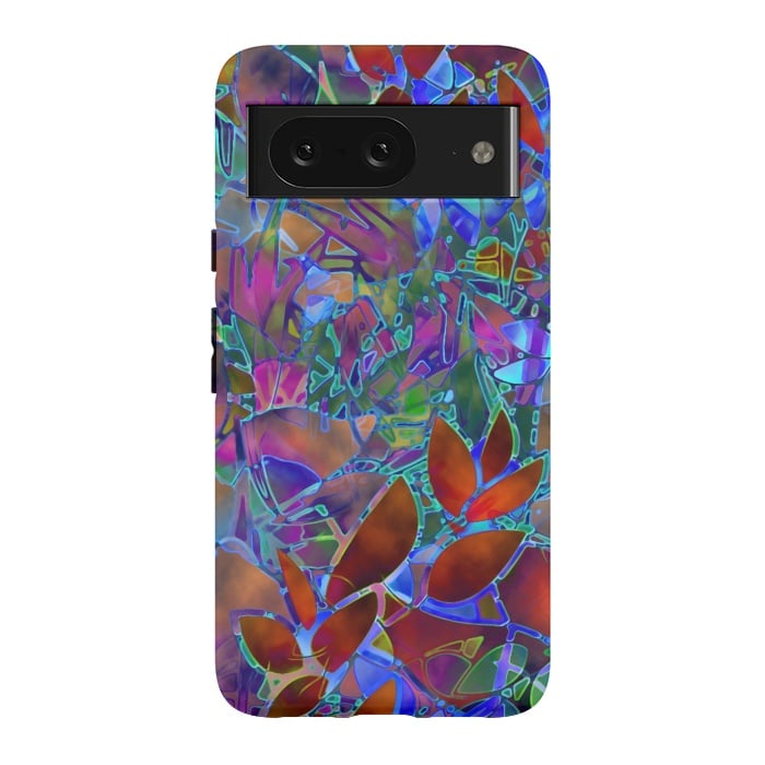 Pixel 8 StrongFit Floral Abstract Stained Glass G174 by Medusa GraphicArt