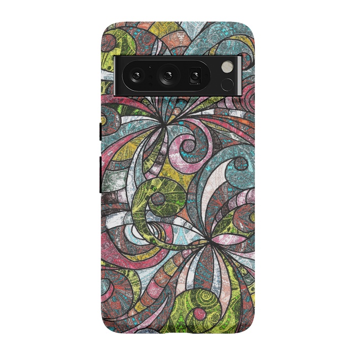 Pixel 8 Pro StrongFit Drawing Floral Zentangle G203 by Medusa GraphicArt