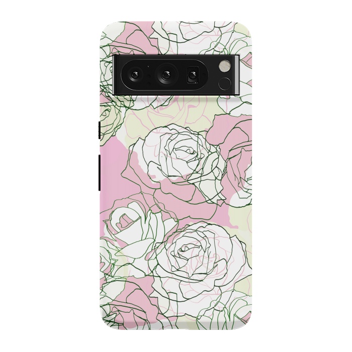Pixel 8 Pro StrongFit Pink beige line art roses by Oana 