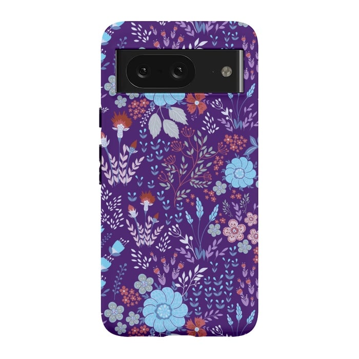 Pixel 8 StrongFit tiny flowers in cold colors by ArtsCase
