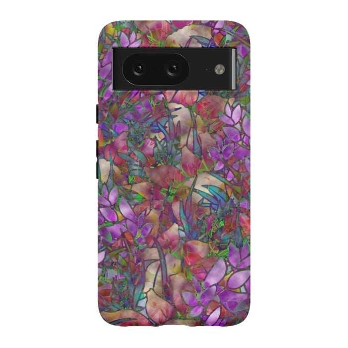 Pixel 8 StrongFit Floral Abstract Stained Glass G175 by Medusa GraphicArt
