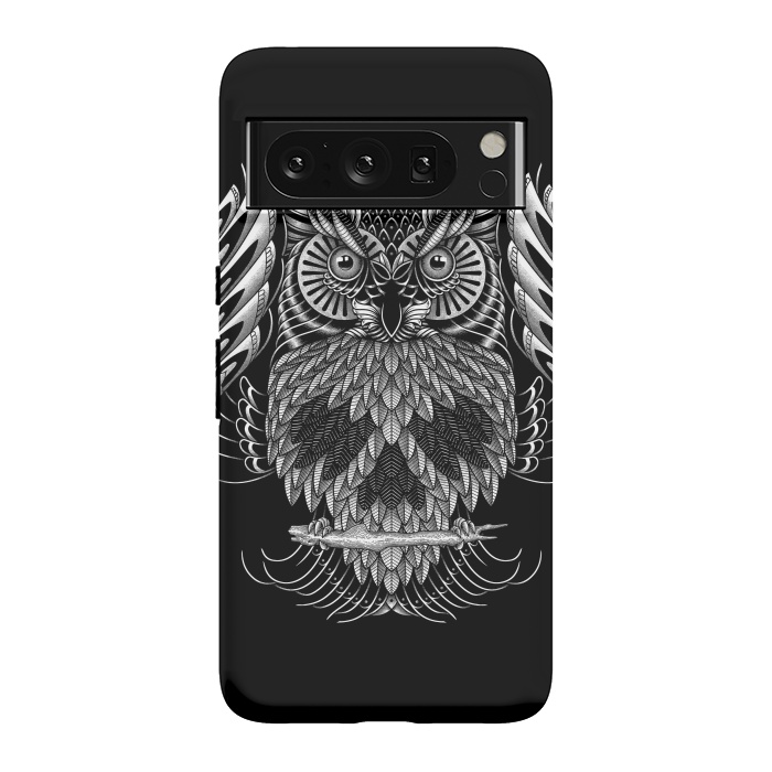 Pixel 8 Pro StrongFit Owl Skull Ornate (Dark) by Afif Quilimo