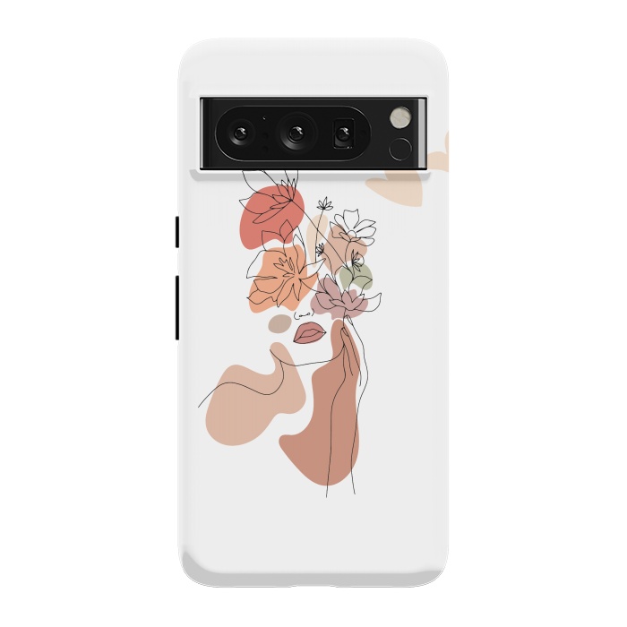 Pixel 8 Pro StrongFit Lineart Girl With Flowers by DaDo ART