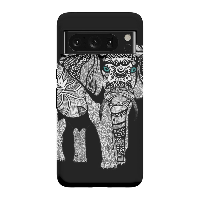 Pixel 8 Pro StrongFit Elephant of Namibia B n W by Pom Graphic Design