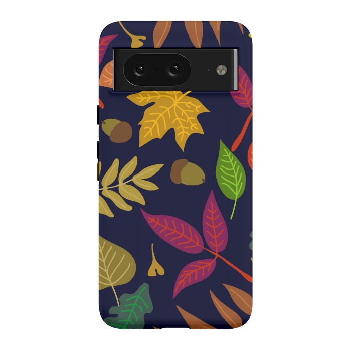 Pixel 8 StrongFit Colorful Leaves and Acorns on Black Background by ArtsCase