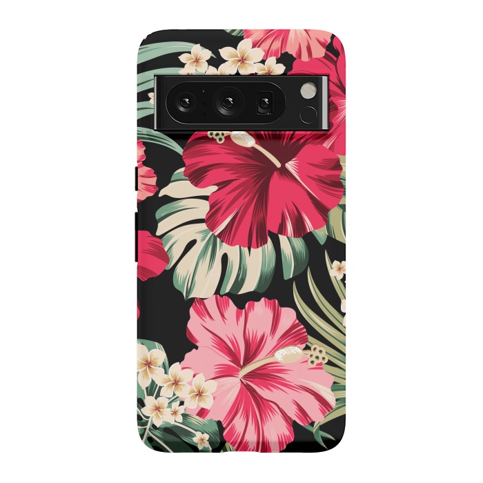 Pixel 8 Pro StrongFit Exotic Tropical Hawaiian Hibiscus Flowers and Palms by ArtsCase