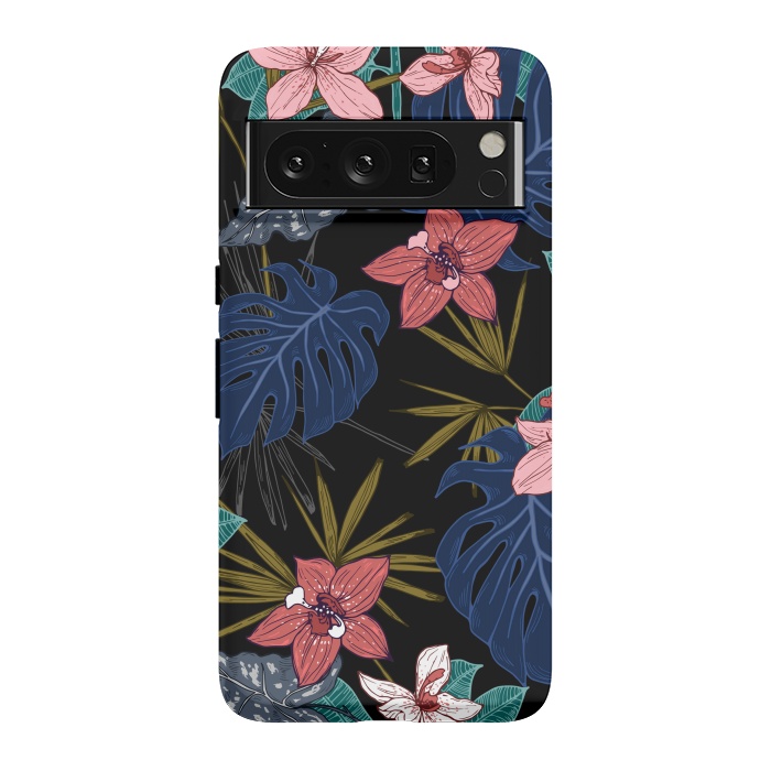 Pixel 8 Pro StrongFit Tropical Plants, Flowers and Leaves Seamless Pattern 12 by ArtsCase