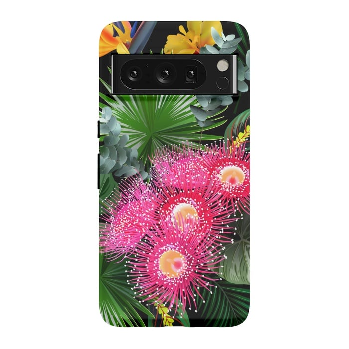 Pixel 8 Pro StrongFit Tropical Flowers and Leaves, Seamless Pattern by ArtsCase