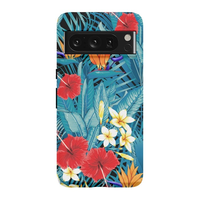 Pixel 8 Pro StrongFit Tropical Flowers Hibiscus Frangipani Heliconias by ArtsCase
