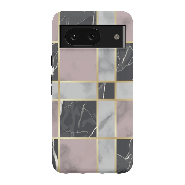 Pixel 8 StrongFit Marble Repeat Marbling Surface with Gold by ArtsCase