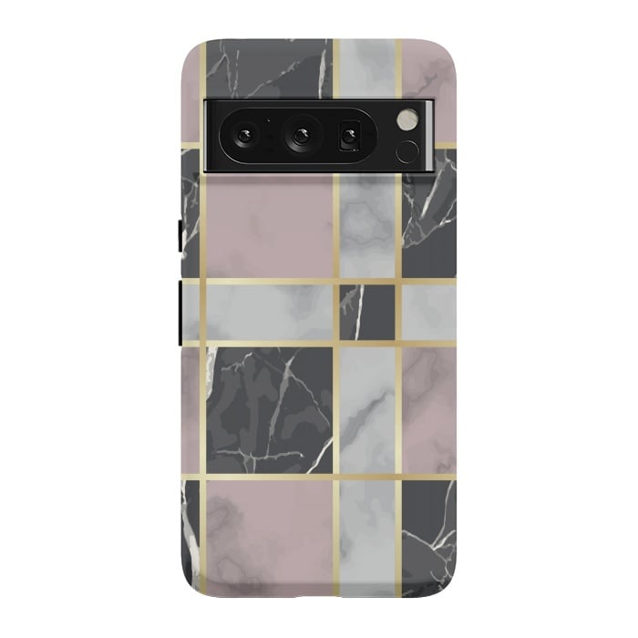Pixel 8 Pro StrongFit Marble Repeat Marbling Surface with Gold by ArtsCase