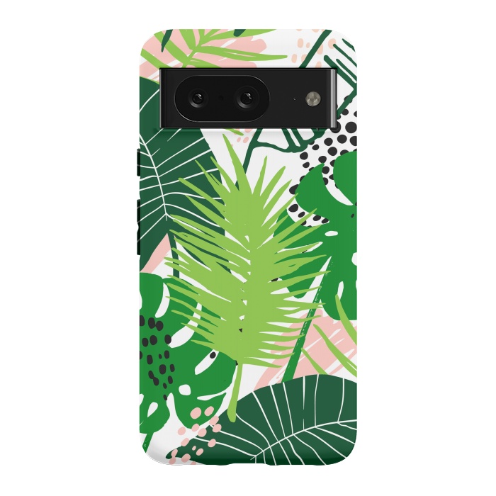 Pixel 8 StrongFit Seamless Exotic Pattern with Green Tropical Leaves by ArtsCase