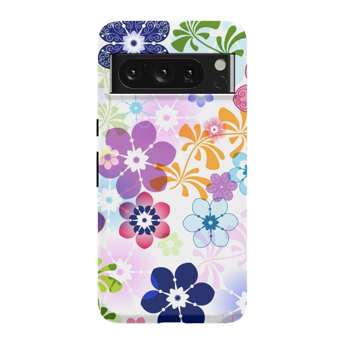 Pixel 8 Pro StrongFit Spring Colorful Seamless Floral Pattern with Transparent Flowers I by ArtsCase