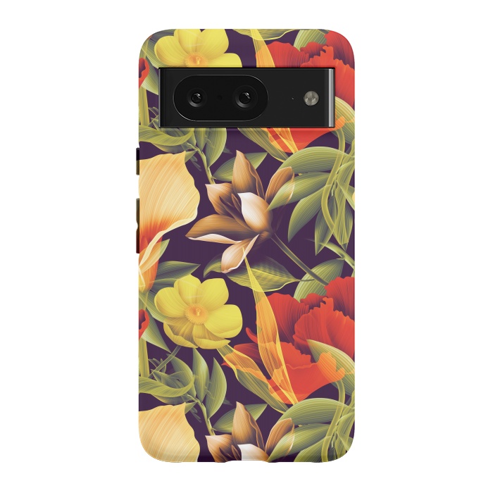 Pixel 8 StrongFit Seamless Tropical Flower Plant and Leaf Pattern by ArtsCase