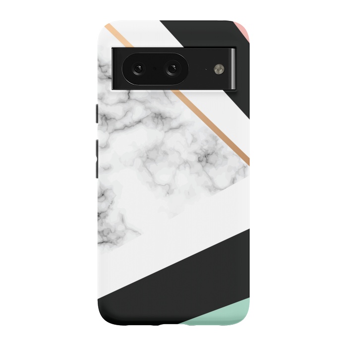Pixel 8 StrongFit Vector Marble Texture Design with Golden Geometric Lines by ArtsCase