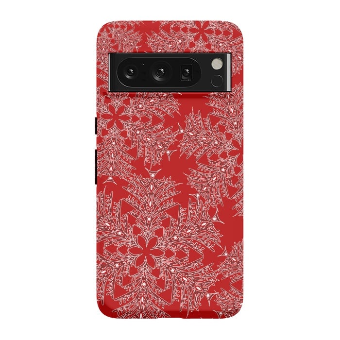 Pixel 8 Pro StrongFit Holiday Mandalas (Red/White) by Lotti Brown