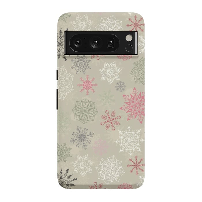 Pixel 8 Pro StrongFit Christmas Snowflakes on Light Green by Paula Ohreen