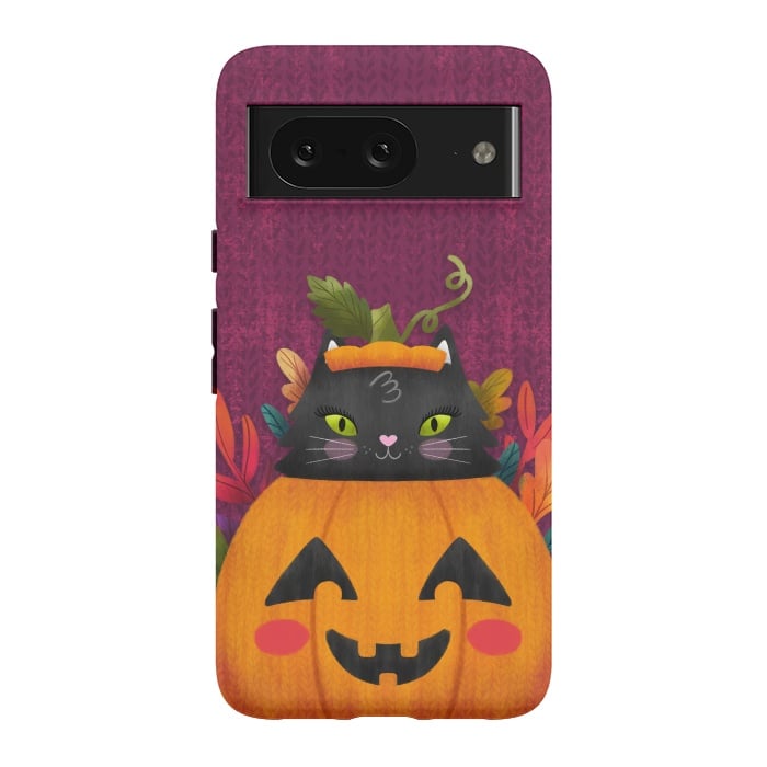 Pixel 8 StrongFit Pumpkin Kitty Peekaboo by Noonday Design