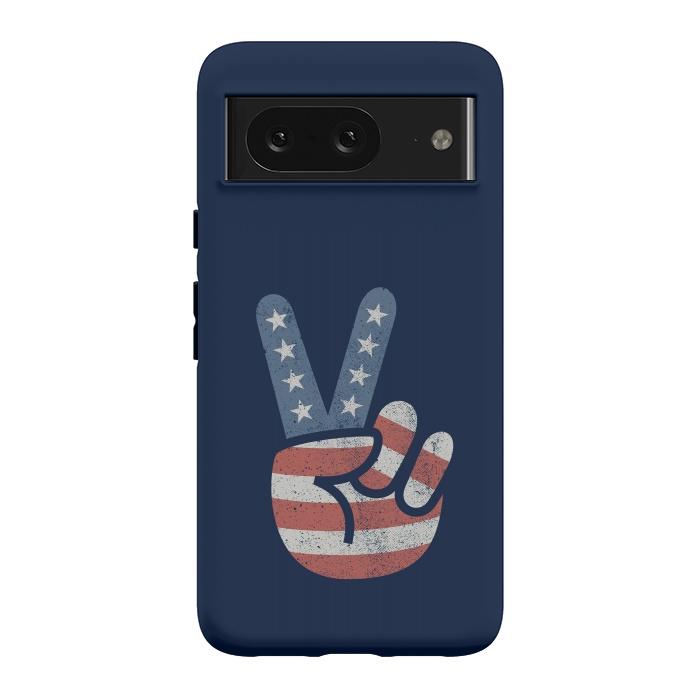 Pixel 8 StrongFit Peace Love Hand USA Flag Vintage Solid by Vó Maria