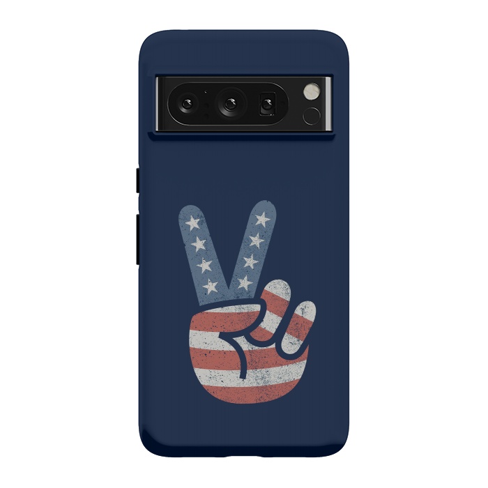 Pixel 8 Pro StrongFit Peace Love Hand USA Flag Vintage Solid by Vó Maria