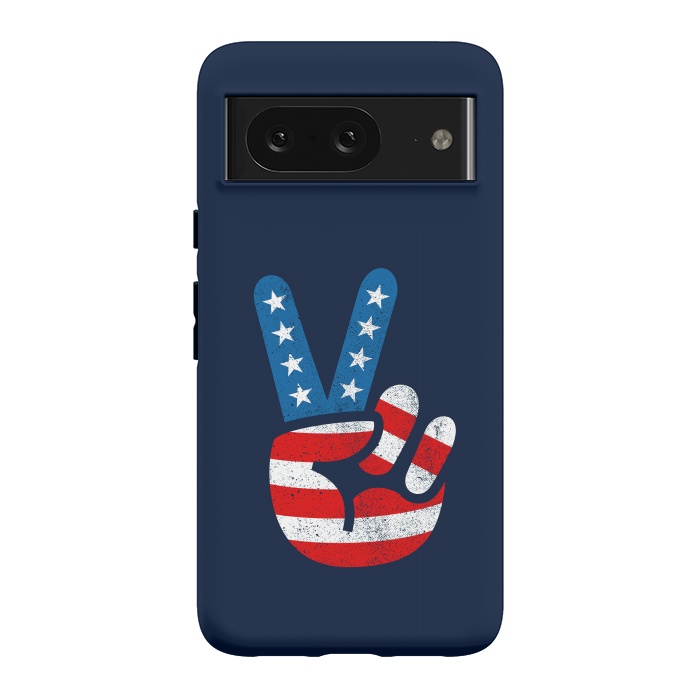 Pixel 8 StrongFit Peace Love Hand USA Flag Vintage Solid 2 by Vó Maria