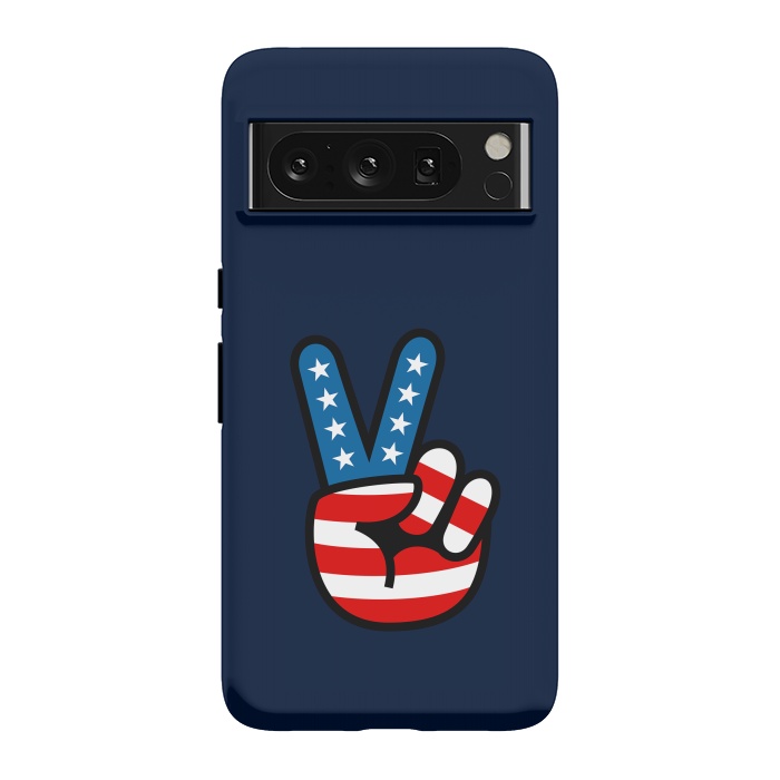 Pixel 8 Pro StrongFit Peace Love Hand USA Flag Vintage Solid 3 by Vó Maria