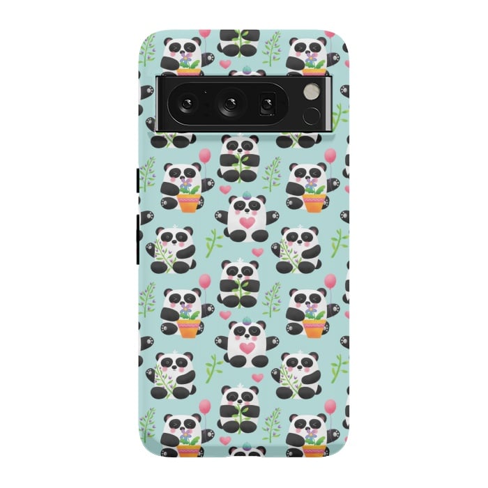 Pixel 8 Pro StrongFit Chubby Playful Pandas by Noonday Design