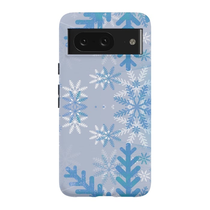 Pixel 8 StrongFit Baby blue snowflakes Christmas pattern by Oana 