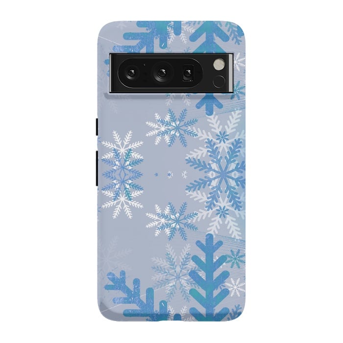 Pixel 8 Pro StrongFit Baby blue snowflakes Christmas pattern by Oana 