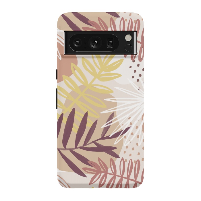 Pixel 8 Pro StrongFit Modern tropical leaves and spots - terracotta by Oana 