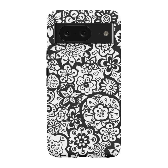 Pixel 8 StrongFit Beautiful Bouquet of Blooms-Black and White by Paula Ohreen