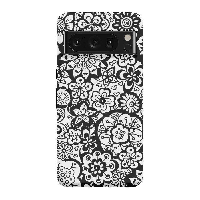 Pixel 8 Pro StrongFit Beautiful Bouquet of Blooms-Black and White by Paula Ohreen