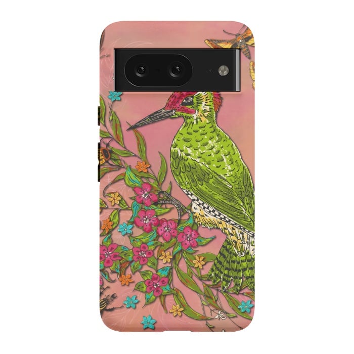 Pixel 8 StrongFit Floral Woodpecker by Lotti Brown
