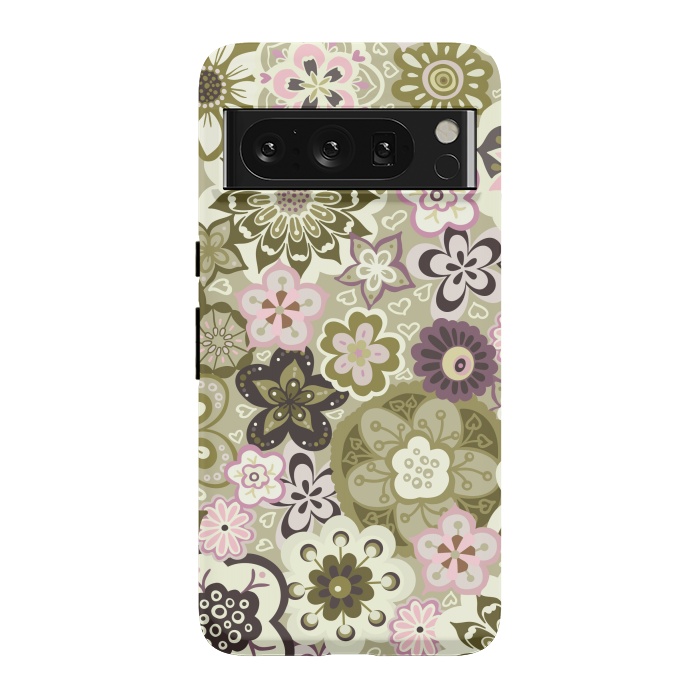 Pixel 8 Pro StrongFit Bouquet of Blooms-Green and Pink by Paula Ohreen